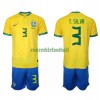 Maillot de Supporter Brésil Thiago Silva 3 Domicile Coupe du Monde 2022 Pour Enfant
